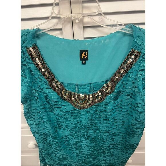 Anthropologie Sachin + Babi Car-canet Top beautiful teal with sequin detail neck - Picture 3 of 12